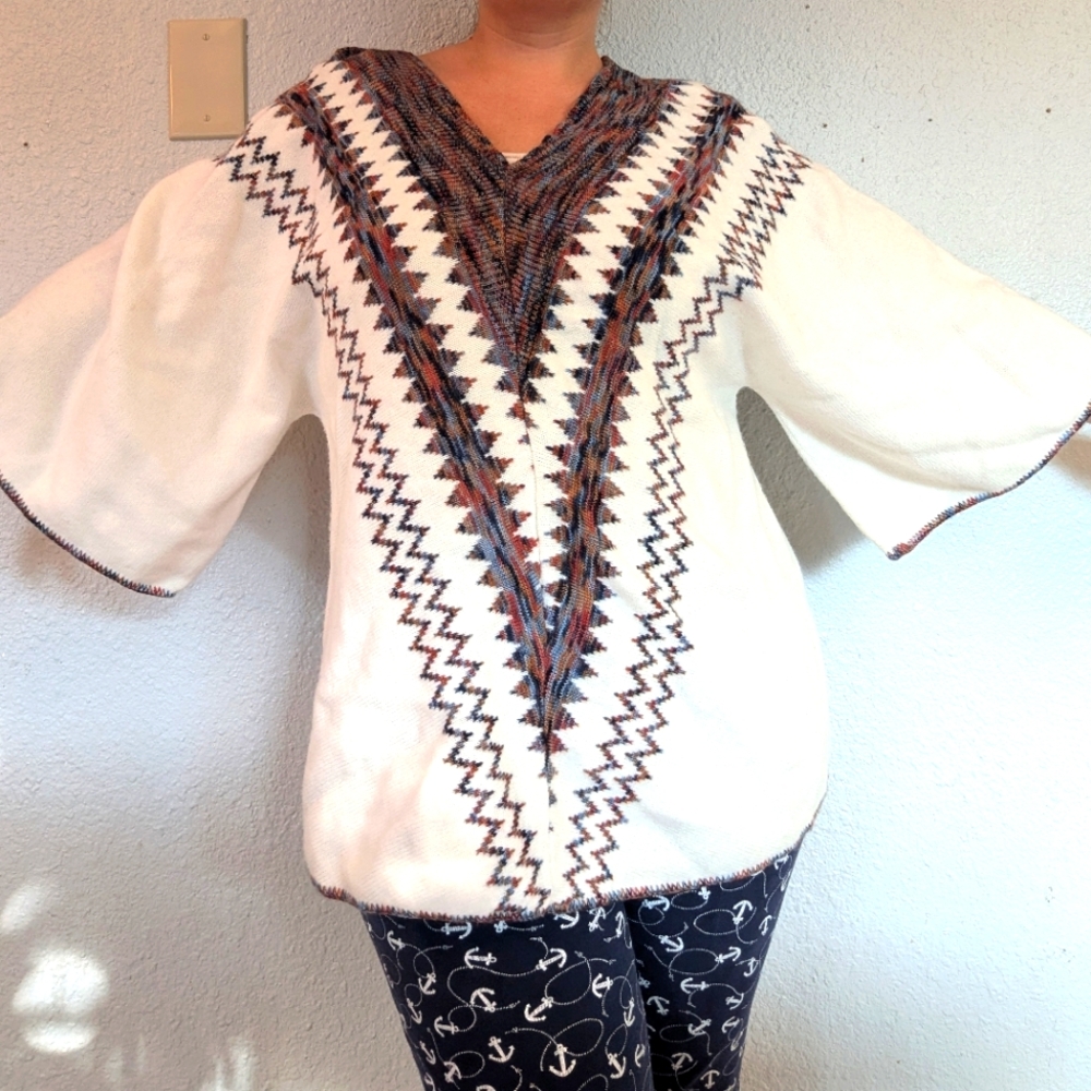 Vintage 60s/70s Cuddle Knit Chevron Pullover Poncho